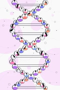 People avatars in DNA structure shape DNA testing genetic engineering concept Stock Illustration