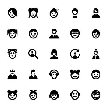 People Avatars Vector Icons Set Stock Illustration