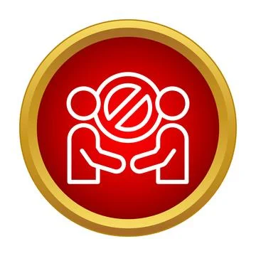 People avoiding handshake with prohibition sign icon Stock Illustration