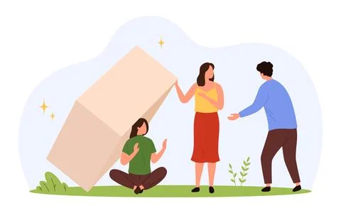 People Avoiding Problems and Anxiety Together 스톡 일러스트