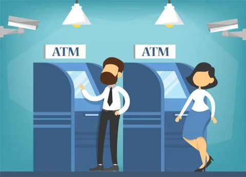 People in bank waiting in queue. Payment Illustrazione stock