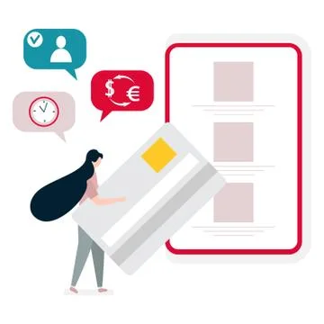 People. Banking transactions using phone. Vector イラスト素材