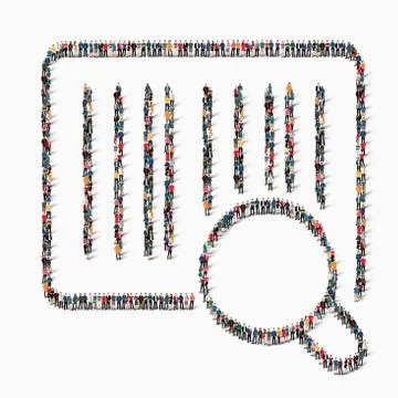 People  bar code magnifying glass icon 스톡 일러스트