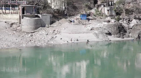 People Bathing in Ganges River Stock Footage 41244634