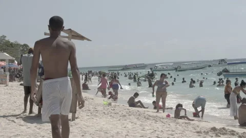 People at the beach in Colombia Stock Footage 236178162