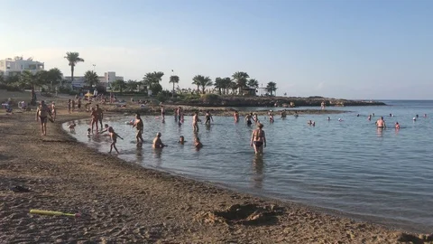 People At The Beach in Cyprus Stock Footage 119279188