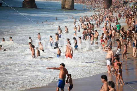 People in the Beach, Via del Mar, Chile Stock Photos