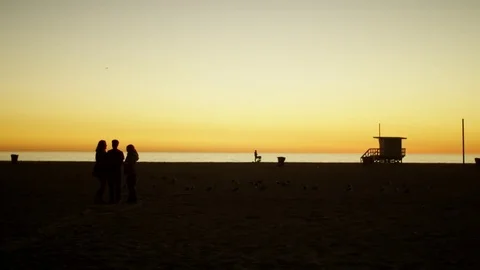 People on beach at the dusk Stock Footage 77575510