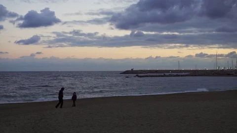 People at the beach in the evening light - Graded Video stock 73238219