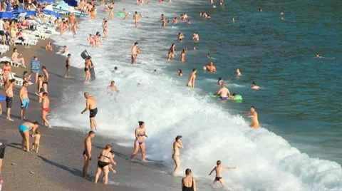 People on the beach Stock Footage 7746605