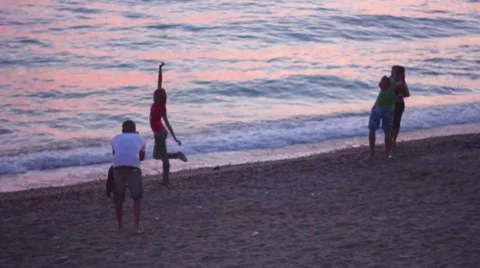 People on the beach Stock Footage 8548476