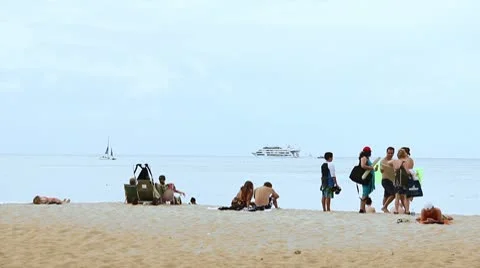 People on beach Stock Footage 8996584