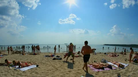 People on the beach Stock Footage 11181574
