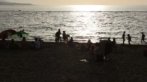 People on the beach Stock Footage 30467387