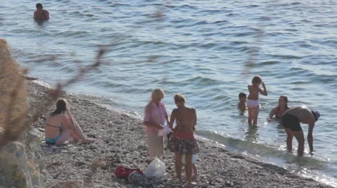 People on the beach Stock Footage 49687255