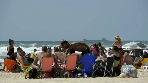 People on the beach Stock Footage 50554918