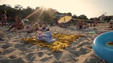 People on the beach Stock Footage 70146691