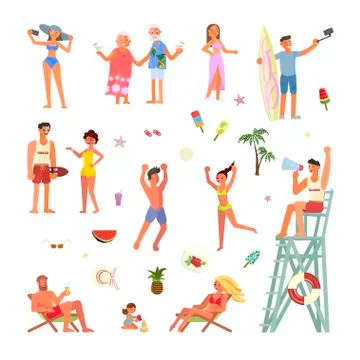 People on the beach Stock Illustration