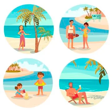 People on the beach Stock Illustration