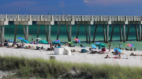 People At The Beach By The Pier - Editorial Stock Footage 53794663
