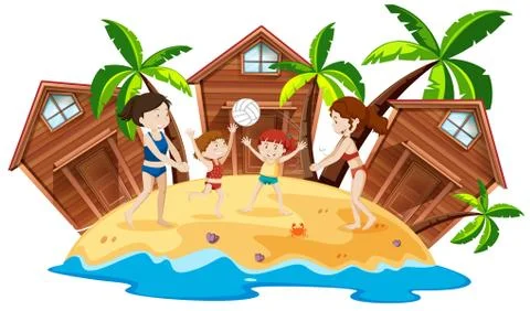 People at the beach resort Stock Illustration