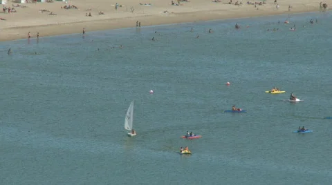 People on beach in summer Stock Footage 160010
