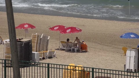 People in a beach at summer Stock Footage 111037411