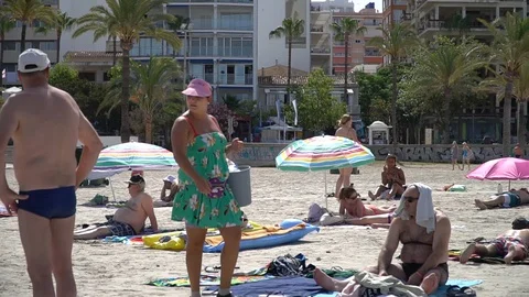 People at the beach summer Stock Footage 128349757