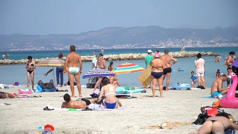 People at the beach - Summer Stock Footage 128349785