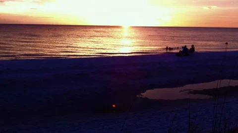 People at Beach Watching Sunset Stock Footage 36541858