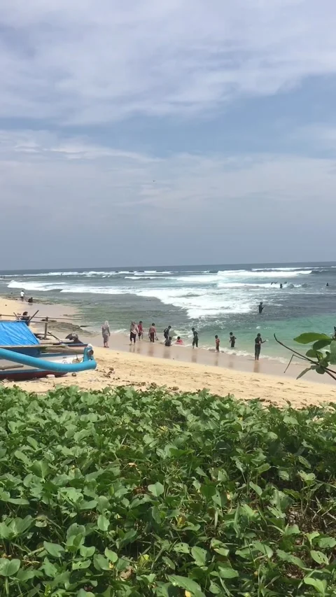 People on The Beach, West Java, Indonesia. 動画素材 344516220