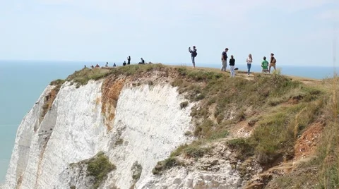 People on the Beachy Head Stock Footage 44474772