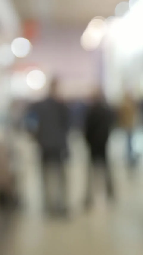 People on big exhibition - blurred background Stock Footage 334036979