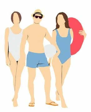 people in bikini	 Stock Illustration