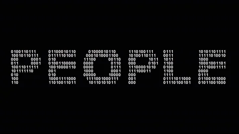 People. Binary code in the screen. Looping footage. Illustration. Stockbeeldmateriaal 124442901