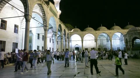 People in Blue Mosque Stock Footage