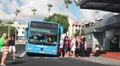 People boarding the bus in Kato station in Paphos, Cyprus HD Footage