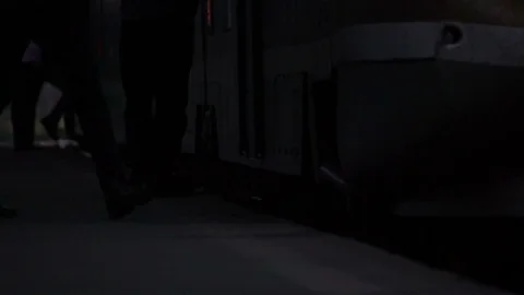 People boarding a train Video stock 98535874