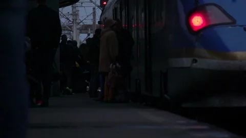 People boarding a train Stock Footage 98535913