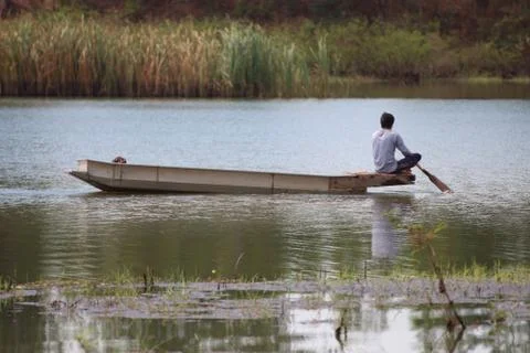 People boating on the river. Fotos Stock
