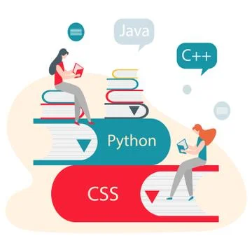 People, books. Learning programming languages Stock Illustration