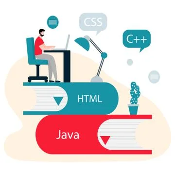People, books. Learning programming languages Stock Illustration