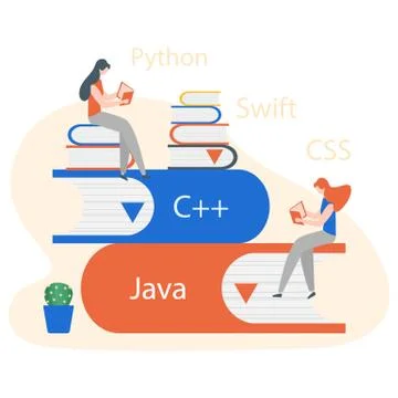 People, books. Learning programming languages Stock Illustration