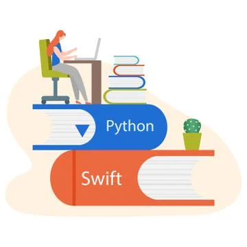 People, books. Learning programming languages Stock Illustration