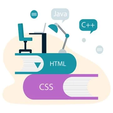 People, books. Learning programming languages Stock Illustration
