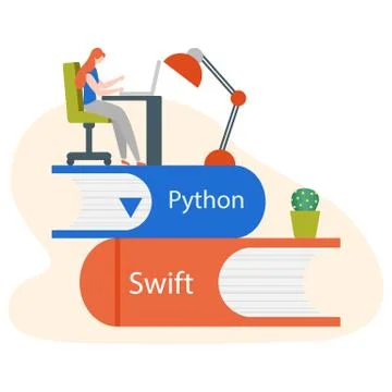 People, books. Learning programming languages Stock Illustration