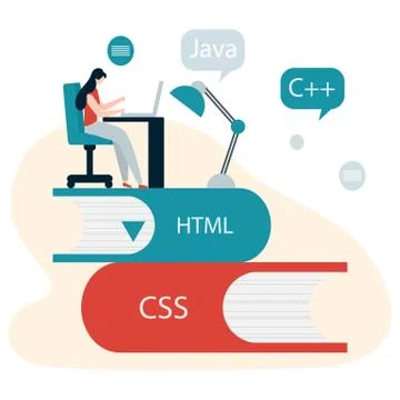 People, books. Learning programming languages Stock Illustration