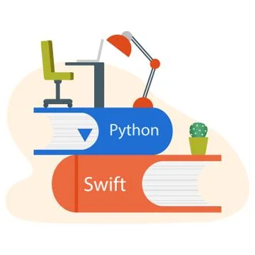 People, books. Learning programming languages Stock Illustration