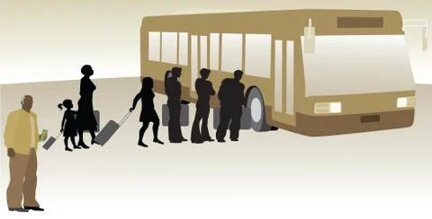 People Bording Bus Stock Illustration