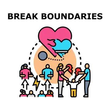People breaking boundaries, building understanding and relationships Stock Illustration